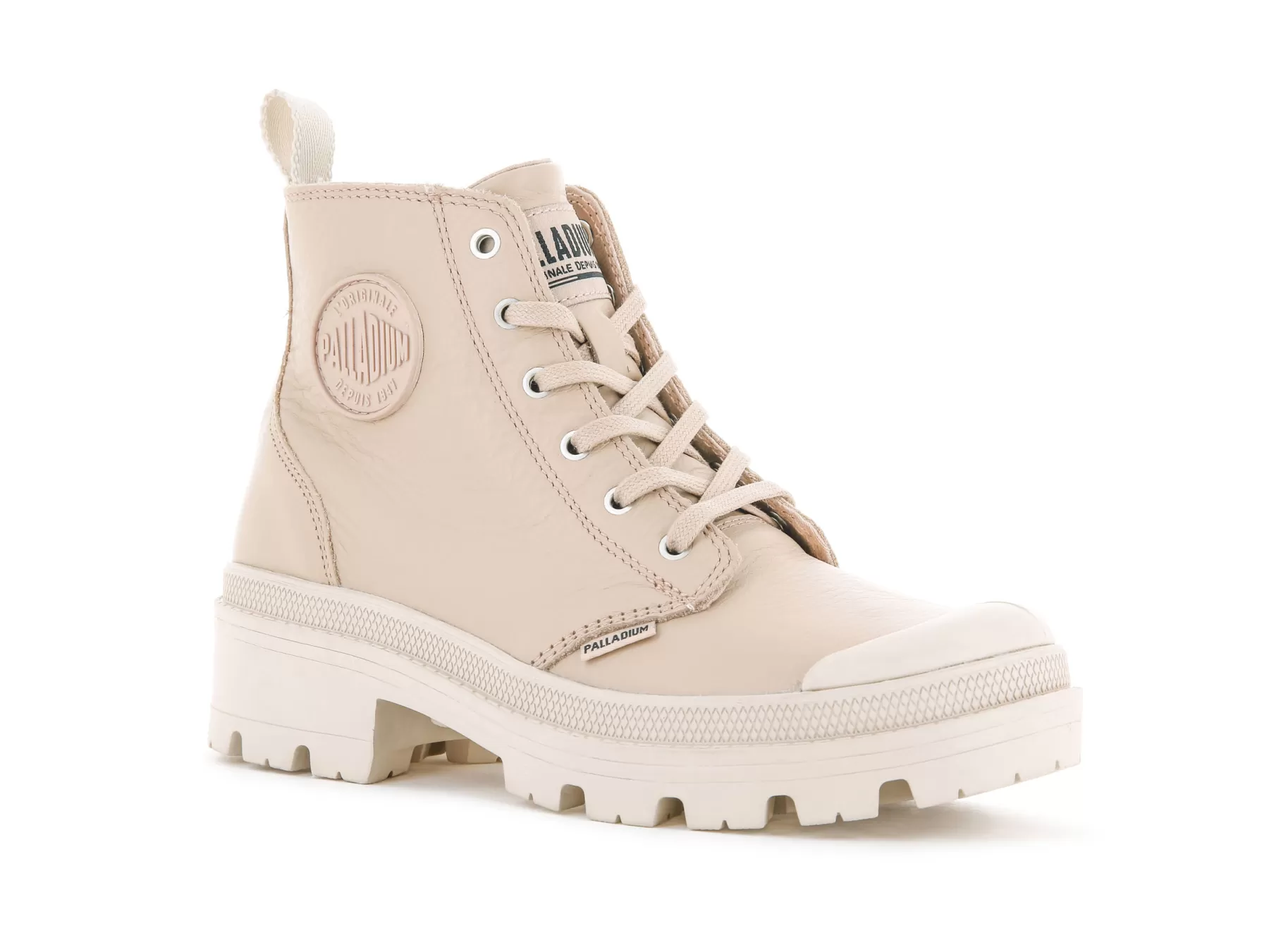 Palladium Heel Boots<PALLABASE LEATHER NUDEDUST